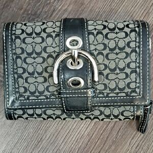 Coach Black and Gray Patterned Wallet